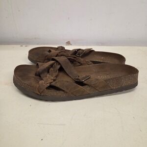White Mountain Footbeds Brown Suede Braided Strappy Buckle‎ Slide Sandals Mens 9